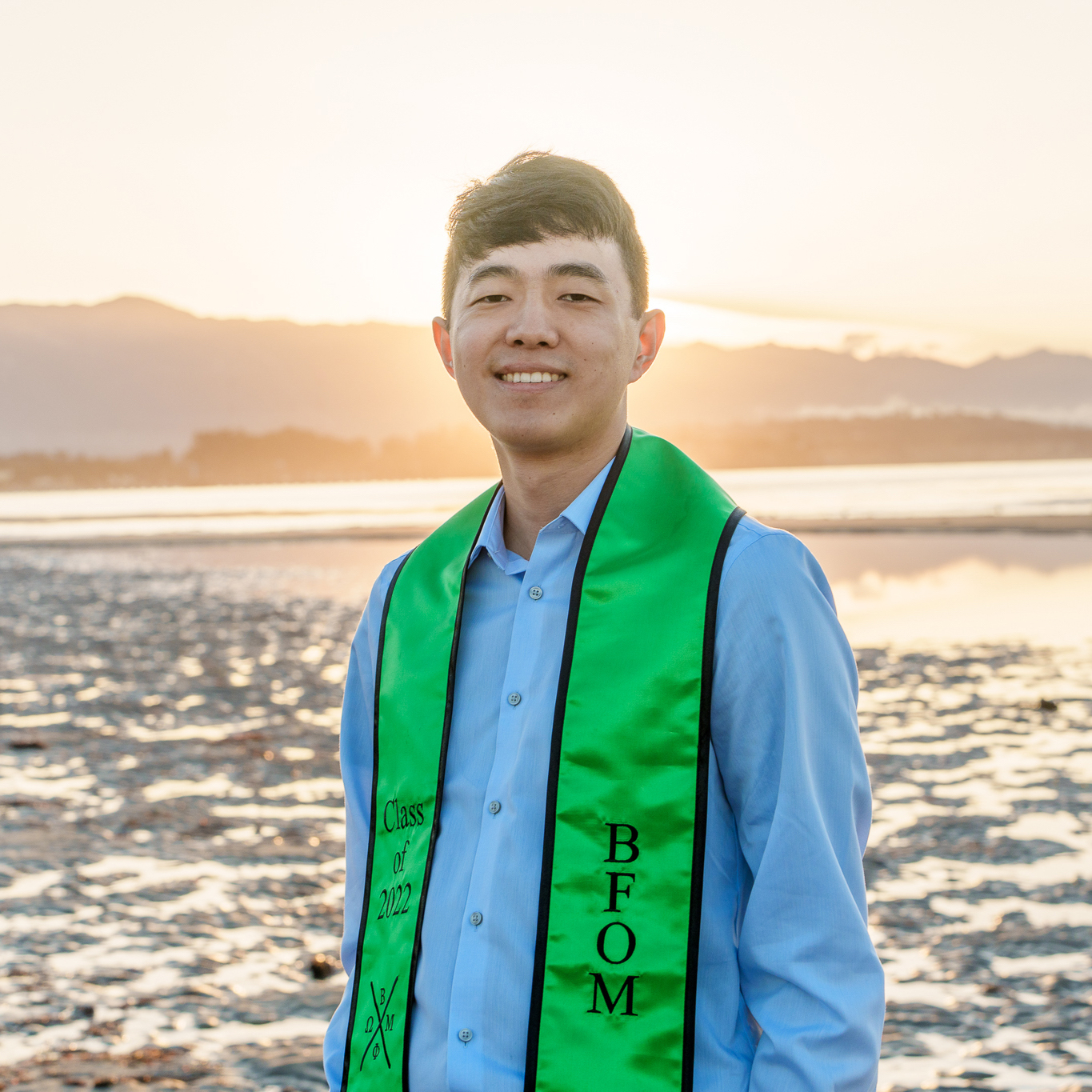 photo of Tommy Zhang with BFOM stole